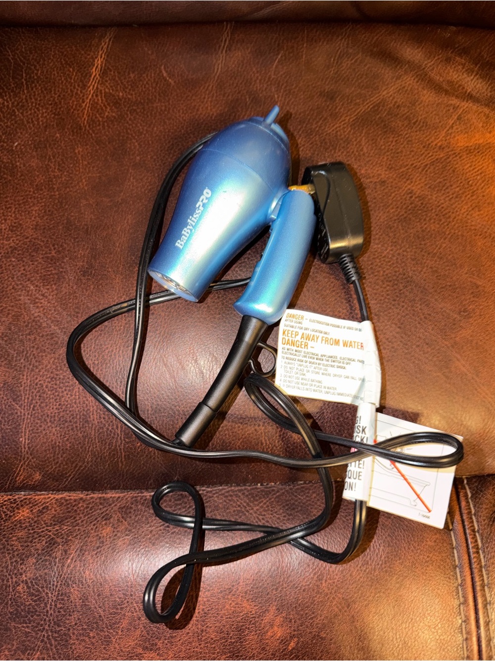 BaByliss Metallic Blue Foldable Travel Hair Dryer